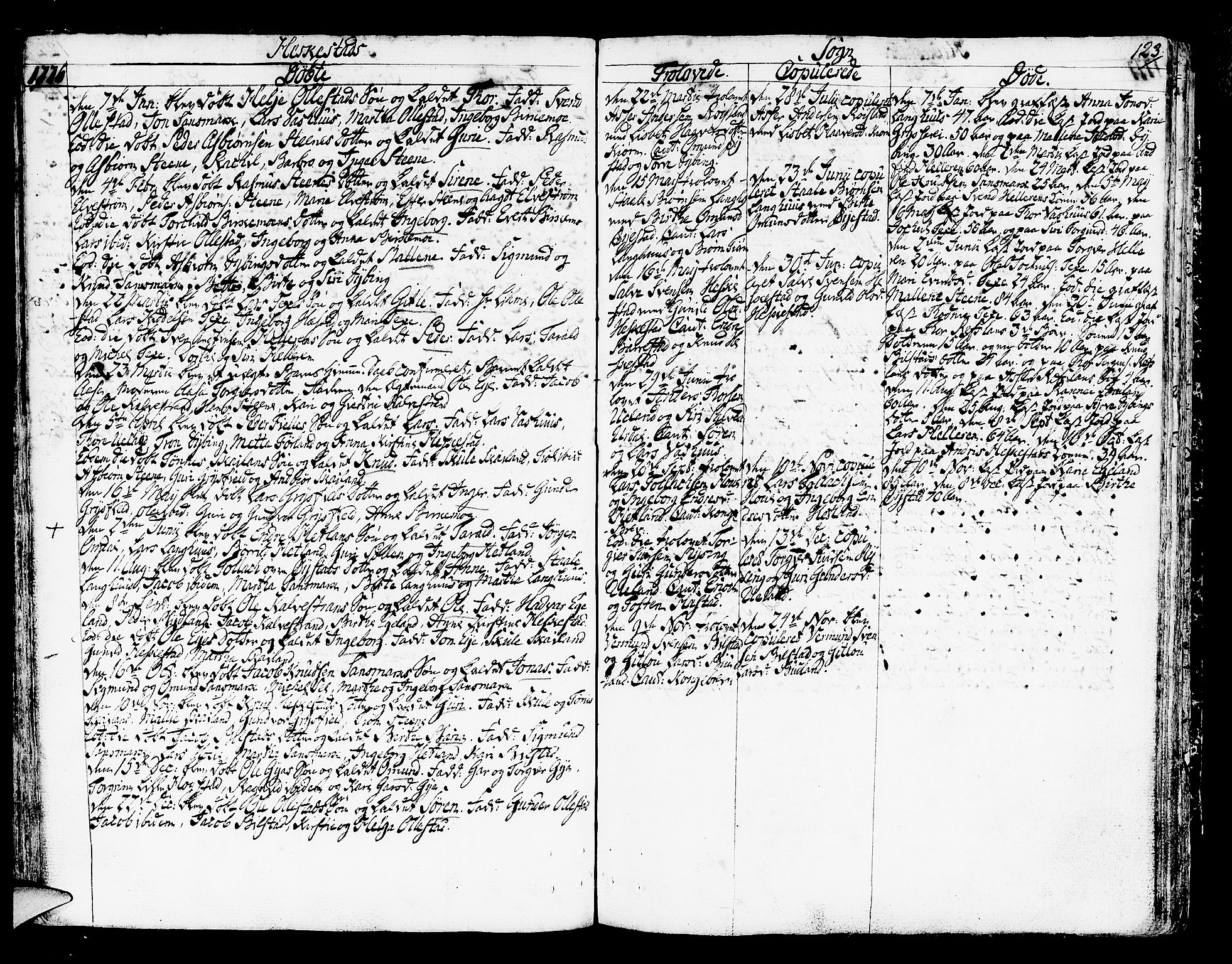Helleland sokneprestkontor, AV/SAST-A-101810: Parish register (official) no. A 2 /3, 1762-1791, p. 123