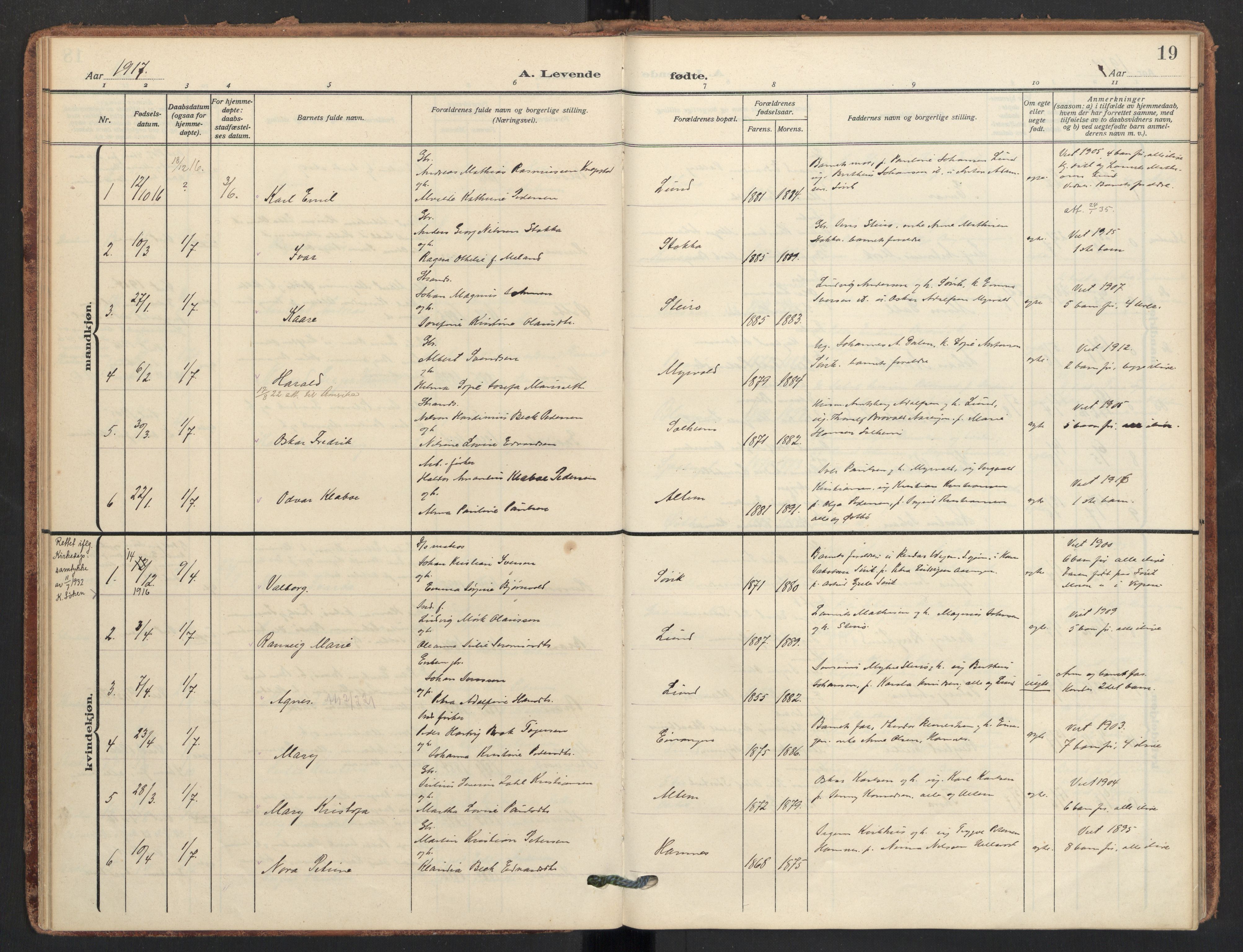 Ministerialprotokoller, klokkerbøker og fødselsregistre - Nordland, SAT/A-1459/830/L0455: Parish register (official) no. 830A19, 1912-1942, p. 19