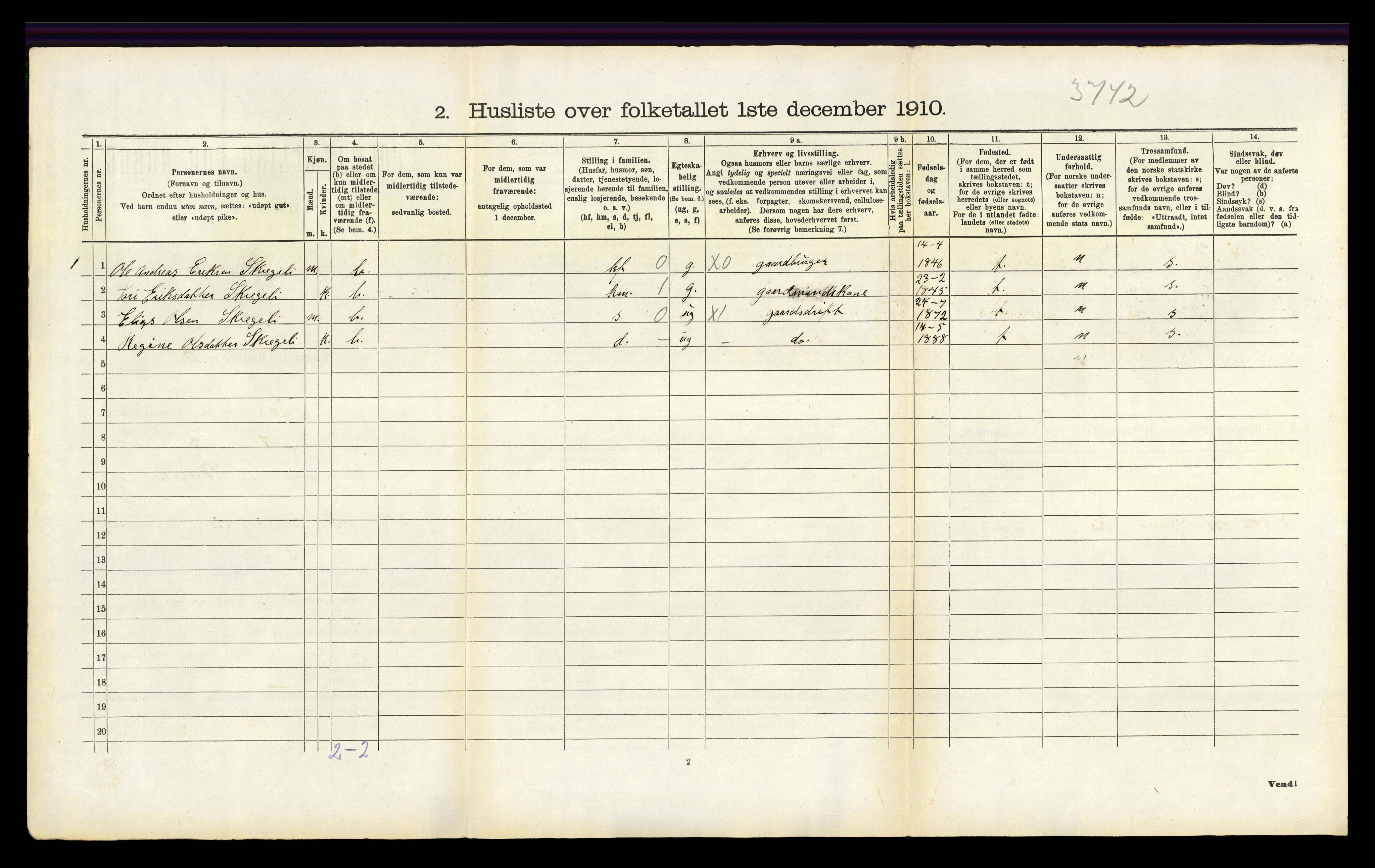 RA, 1910 census for Bakke, 1910, p. 100