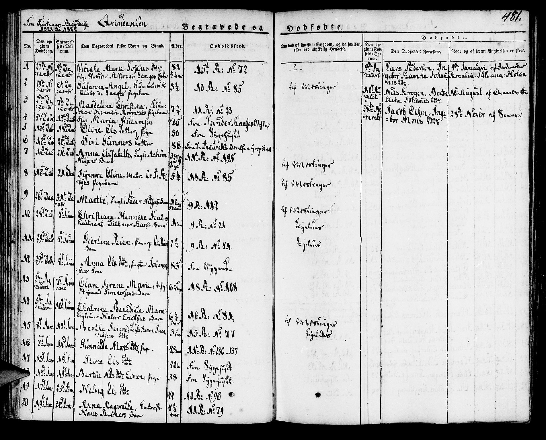 Domkirken sokneprestembete, SAB/A-74801/H/Haa/L0012: Parish register (official) no. A 12, 1821-1840, p. 481