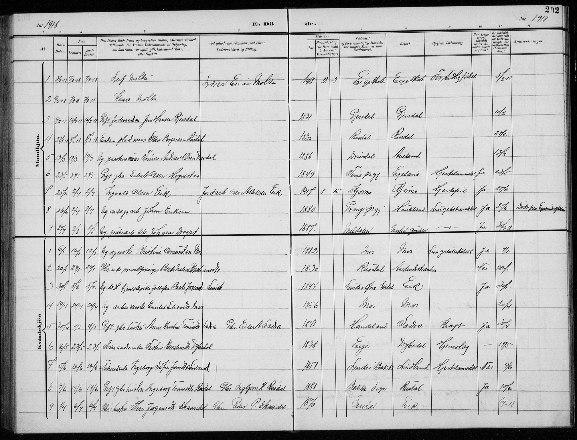 Lund sokneprestkontor, AV/SAST-A-101809/S07/L0008: Parish register (copy) no. B 8, 1902-1936, p. 202