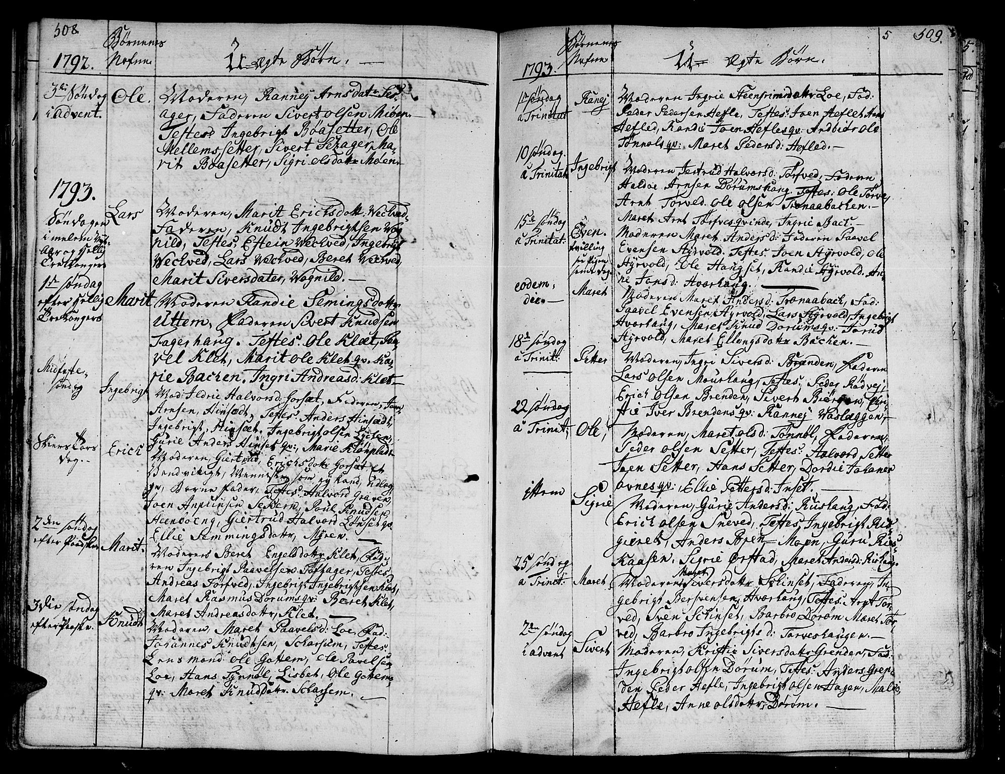 Ministerialprotokoller, klokkerbøker og fødselsregistre - Sør-Trøndelag, SAT/A-1456/678/L0893: Parish register (official) no. 678A03, 1792-1805, p. 508-509