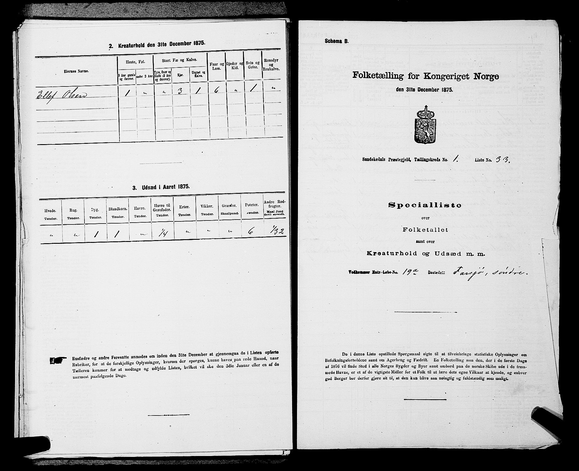 SAKO, 1875 census for 0816P Sannidal, 1875, p. 197