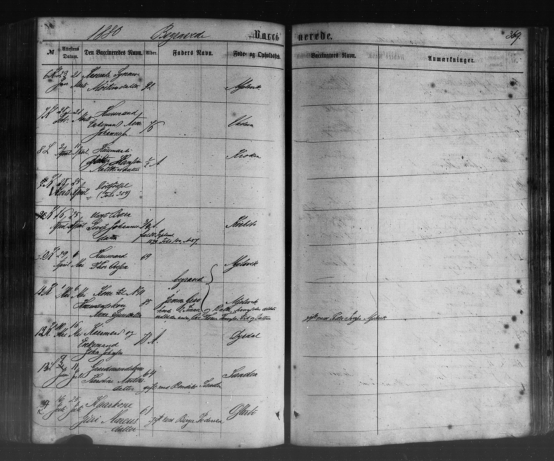 Lavik sokneprestembete, AV/SAB-A-80901: Parish register (official) no. A 4, 1864-1881, p. 369