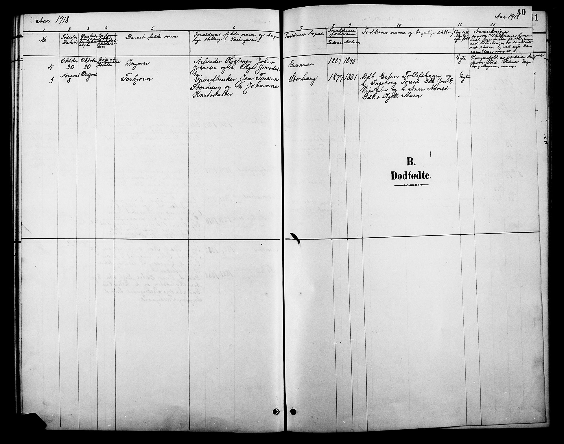 Tolga prestekontor, SAH/PREST-062/L/L0010: Parish register (copy) no. 10, 1894-1918, p. 40