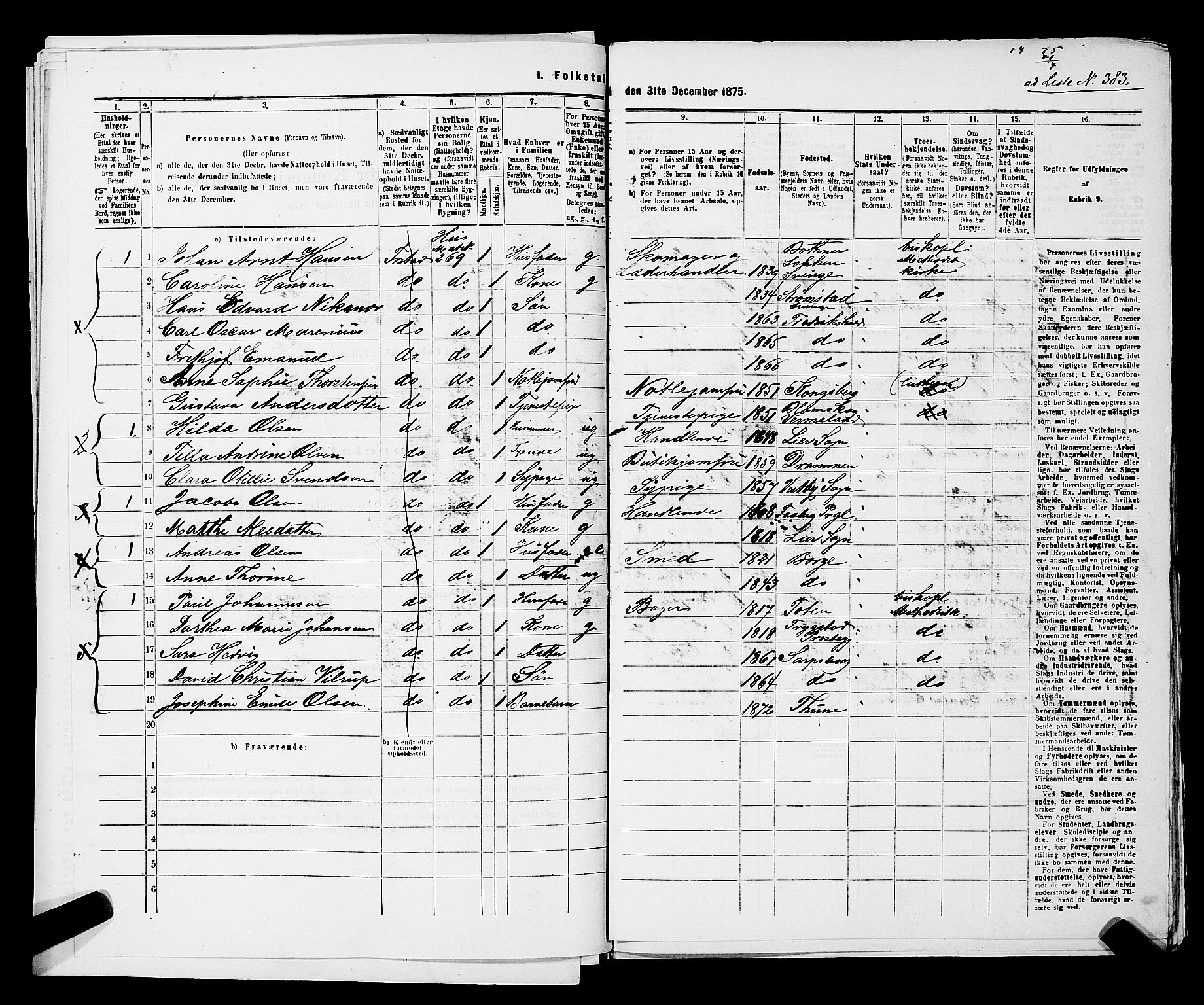 RA, 1875 census for 0103B Fredrikstad/Fredrikstad, 1875, p. 898