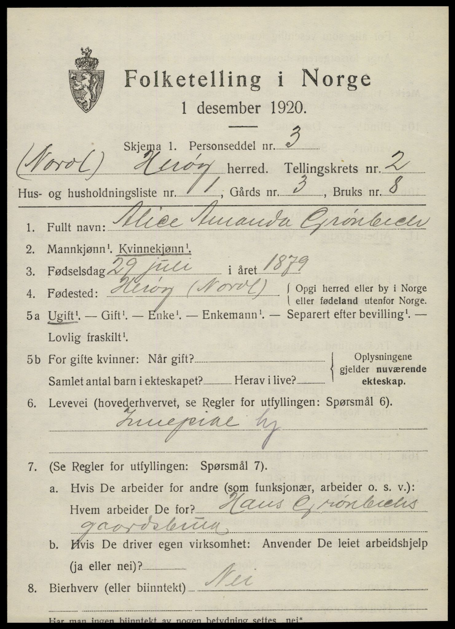 SAT, 1920 census for Herøy, 1920, p. 1318