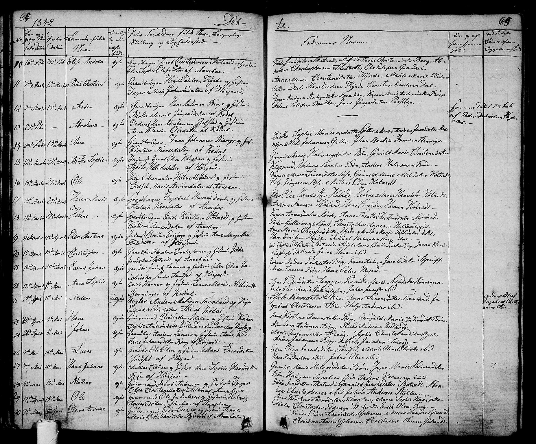 Andebu kirkebøker, AV/SAKO-A-336/G/Ga/L0003: Parish register (copy) no. I 3, 1832-1867, p. 64-65