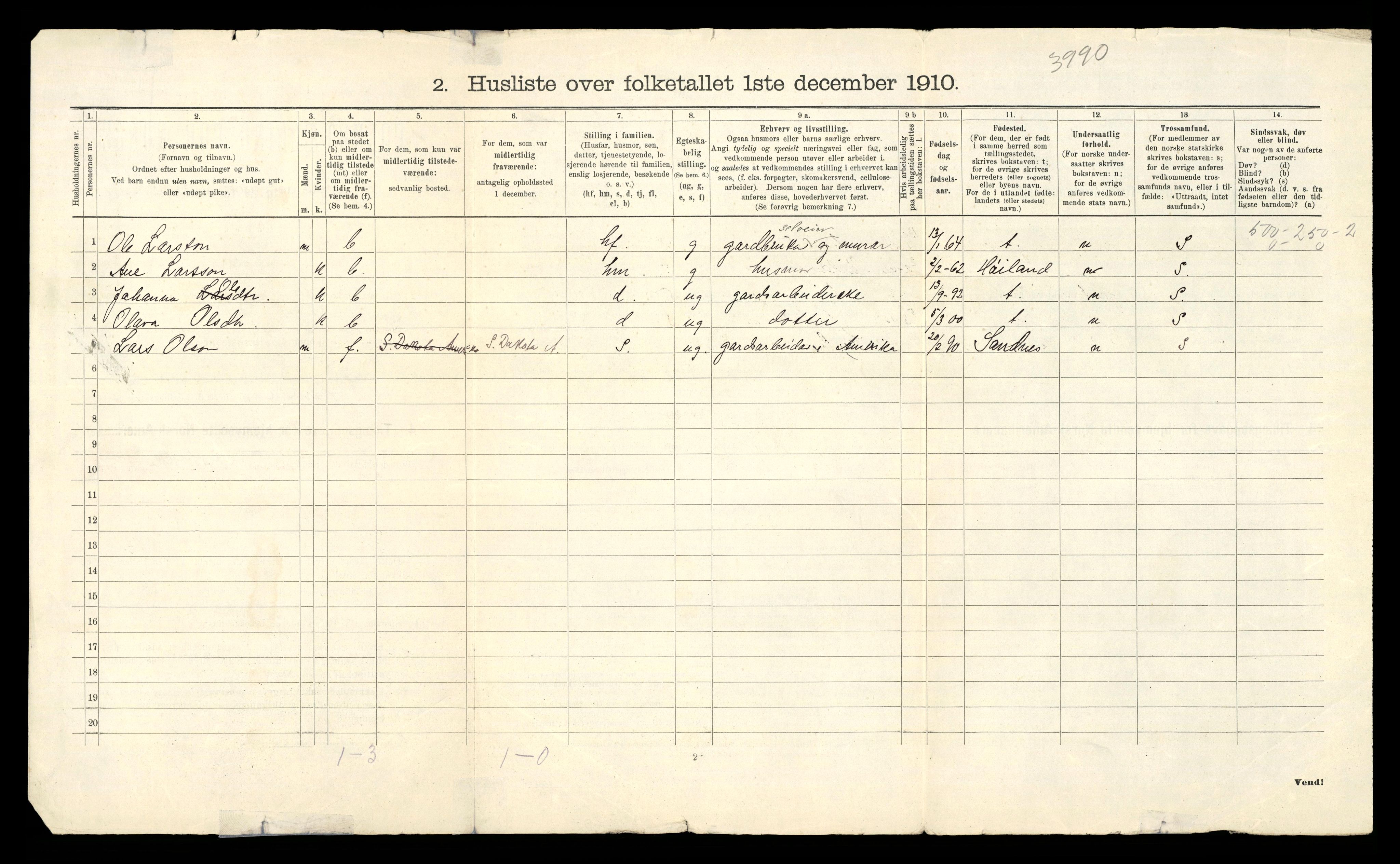 RA, 1910 census for Kopervik, 1910, p. 18