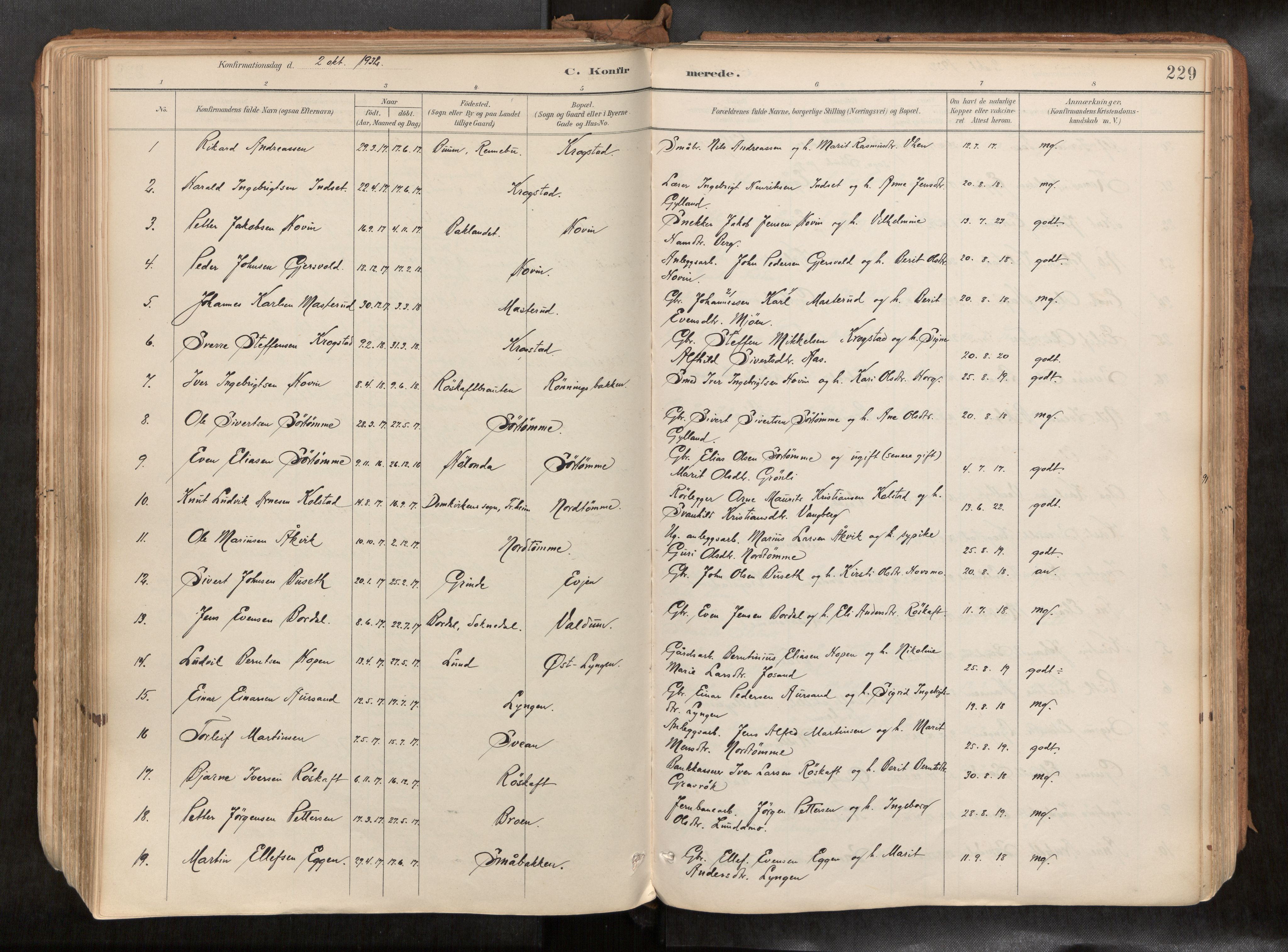 Ministerialprotokoller, klokkerbøker og fødselsregistre - Sør-Trøndelag, SAT/A-1456/692/L1105b: Parish register (official) no. 692A06, 1891-1934, p. 229