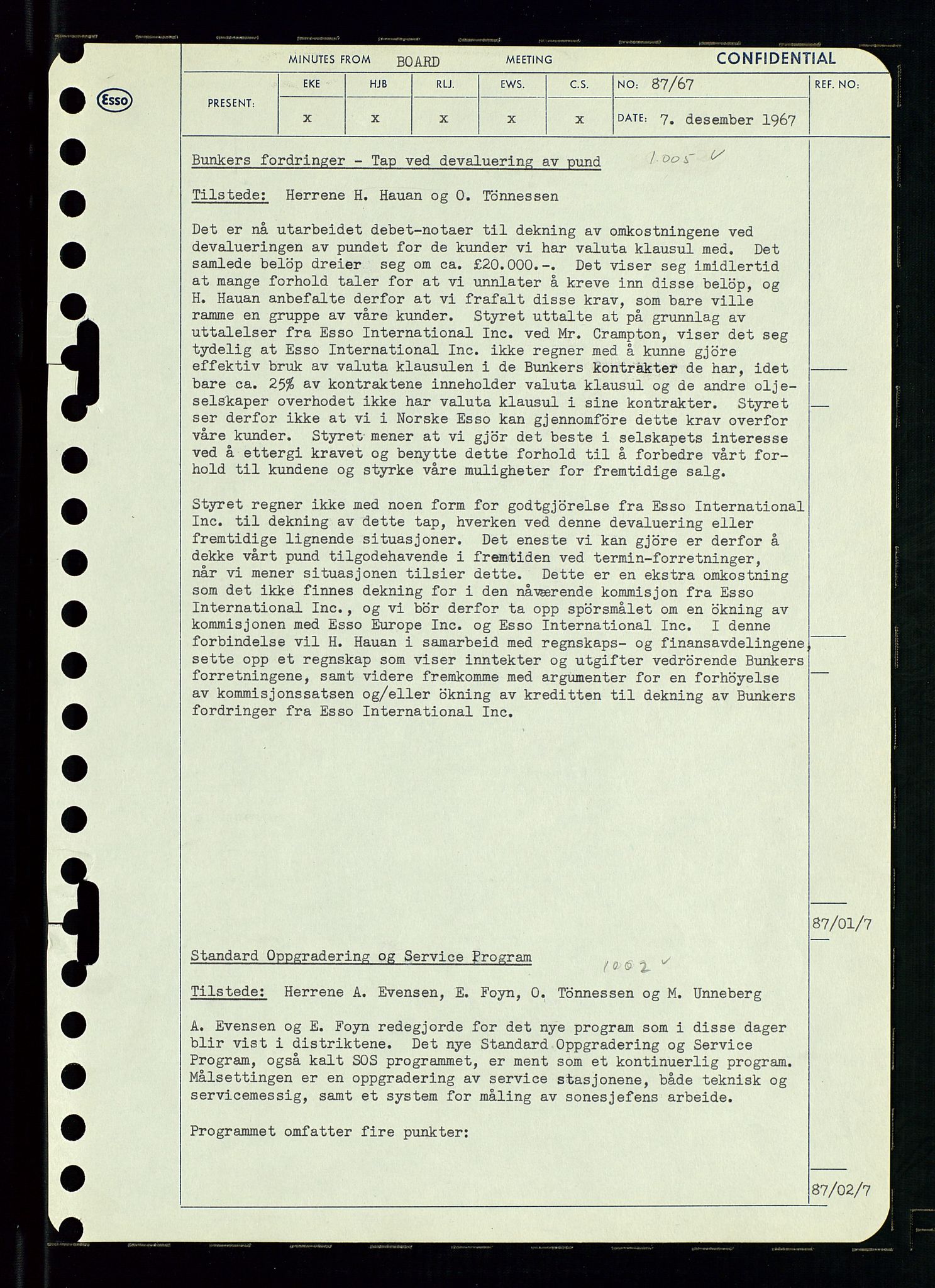 Pa 0982 - Esso Norge A/S, AV/SAST-A-100448/A/Aa/L0002/0003: Den administrerende direksjon Board minutes (styrereferater) / Den administrerende direksjon Board minutes (styrereferater), 1967, p. 176