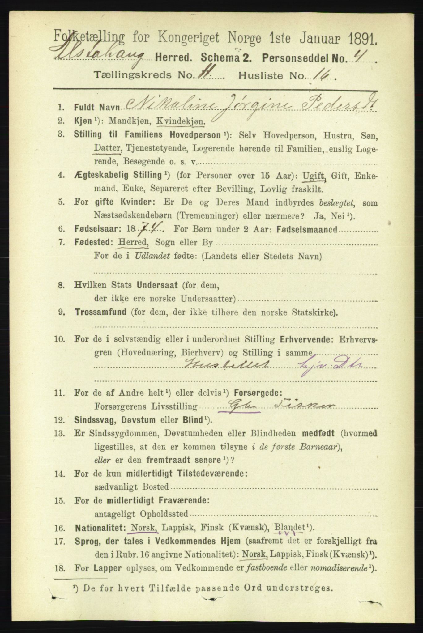 RA, 1891 census for 1820 Alstahaug, 1891, p. 3964