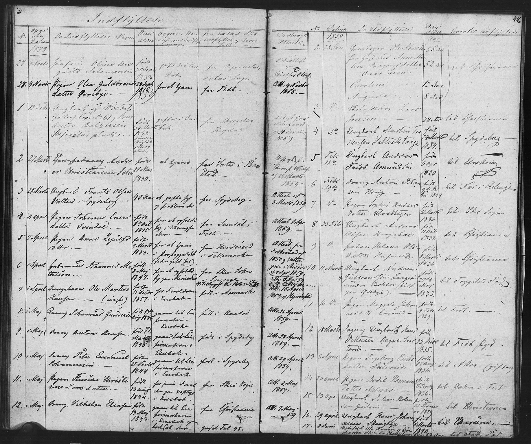 Enebakk prestekontor Kirkebøker, SAO/A-10171c/F/Fa/L0014: Parish register (official) no. I 14, 1833-1878, p. 47