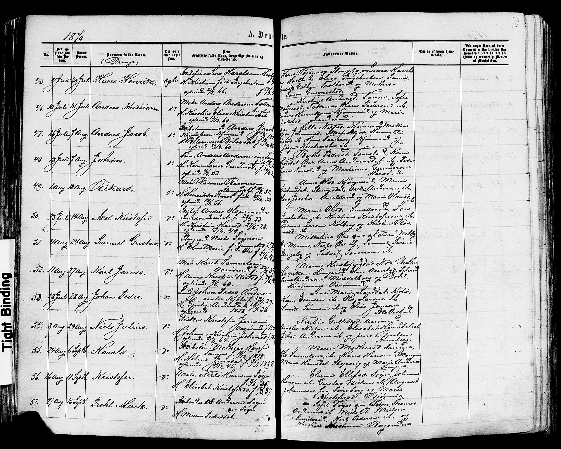 Nøtterøy kirkebøker, SAKO/A-354/F/Fa/L0007: Parish register (official) no. I 7, 1865-1877, p. 70