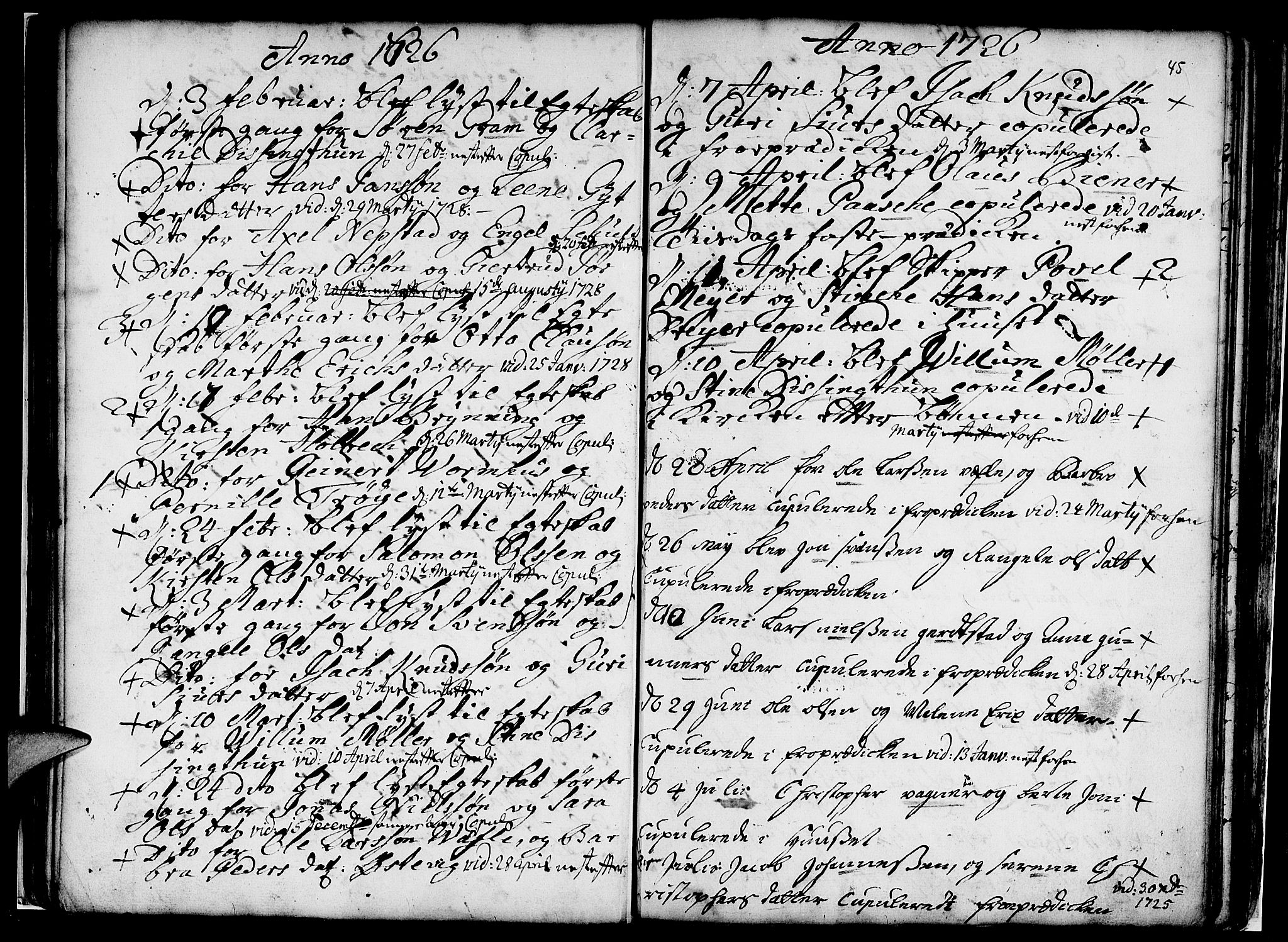 Nykirken Sokneprestembete, AV/SAB-A-77101/H/Haa/L0007: Parish register (official) no. A 7, 1719-1781, p. 45