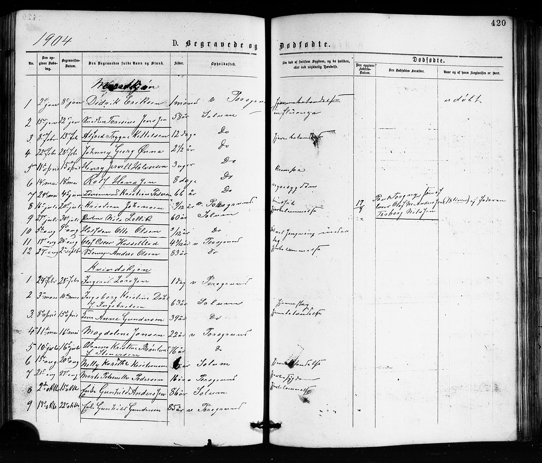Porsgrunn kirkebøker , SAKO/A-104/G/Ga/L0003: Parish register (copy) no. I 3, 1877-1915, p. 420