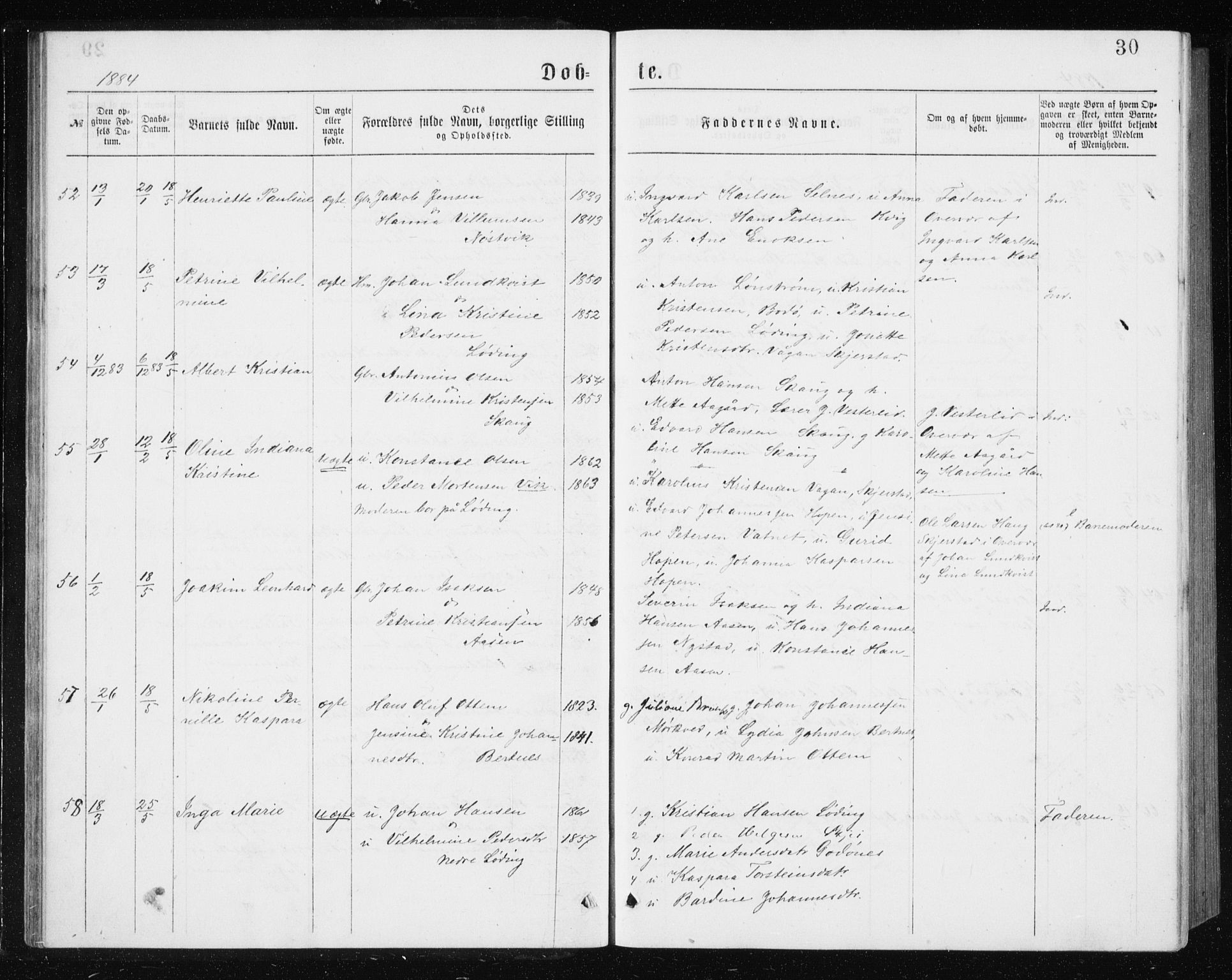 Ministerialprotokoller, klokkerbøker og fødselsregistre - Nordland, AV/SAT-A-1459/801/L0031: Parish register (copy) no. 801C06, 1883-1887, p. 30