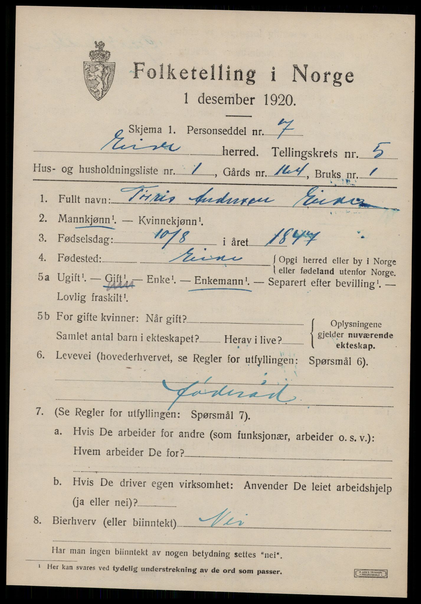 SAT, 1920 census for Eid (MR), 1920, p. 2240