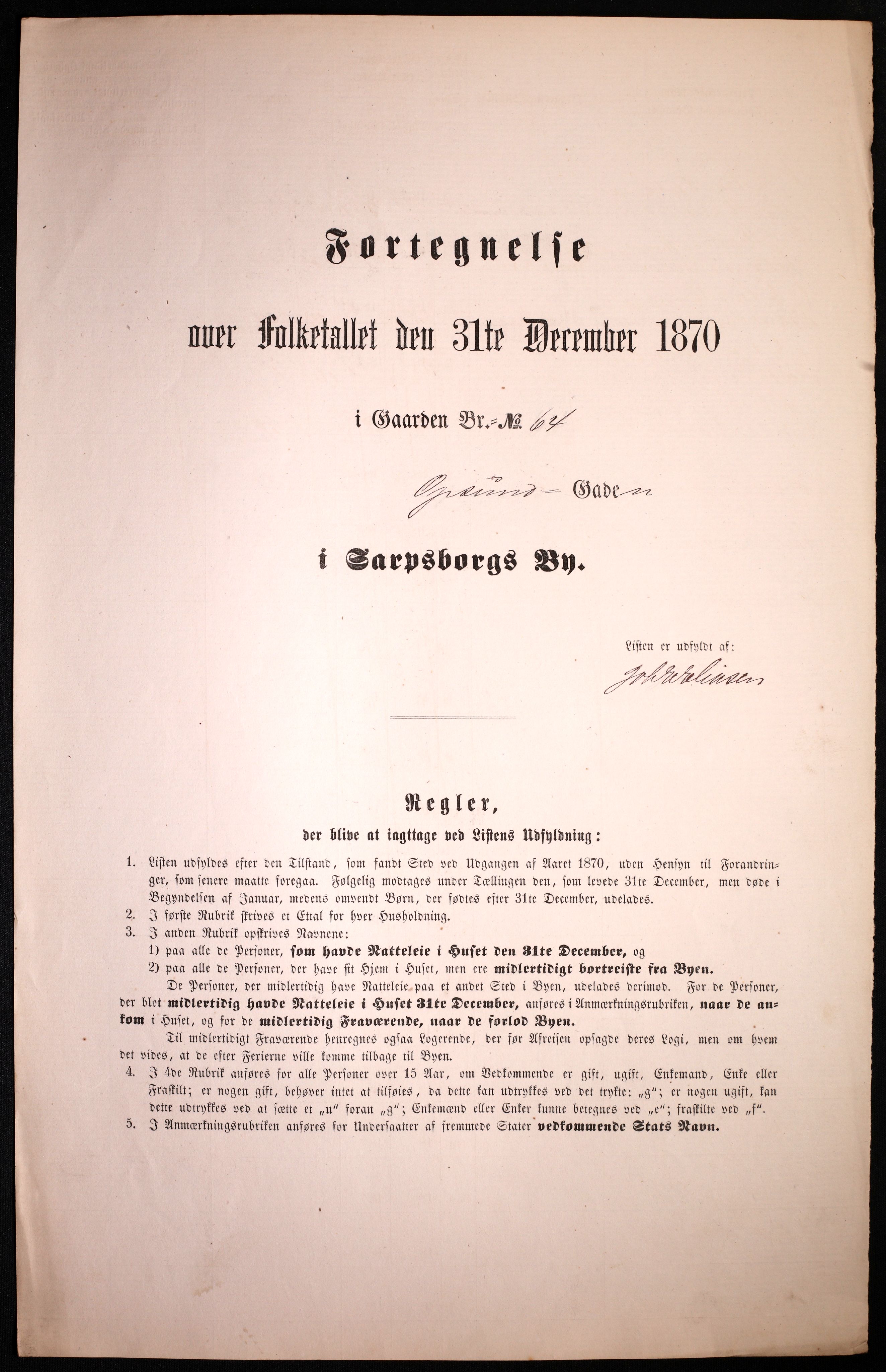 RA, 1870 census for 0102 Sarpsborg, 1870, p. 473