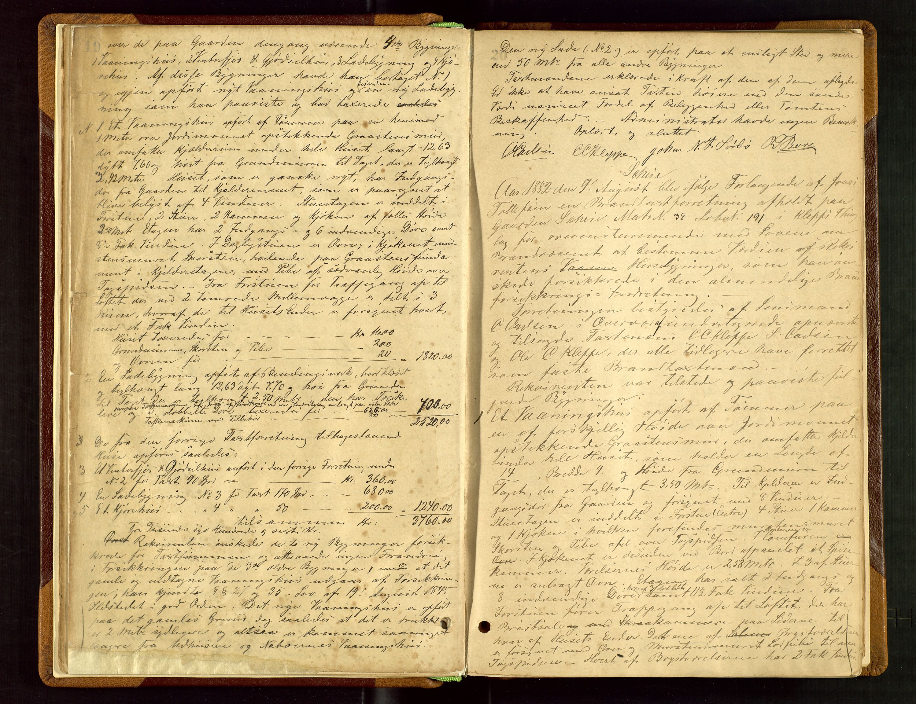Klepp lensmannskontor, AV/SAST-A-100163/Gob/L0002: "Brandtaxtprotokol" m/register samt register for 1872, 1881-1919, p. 19-20