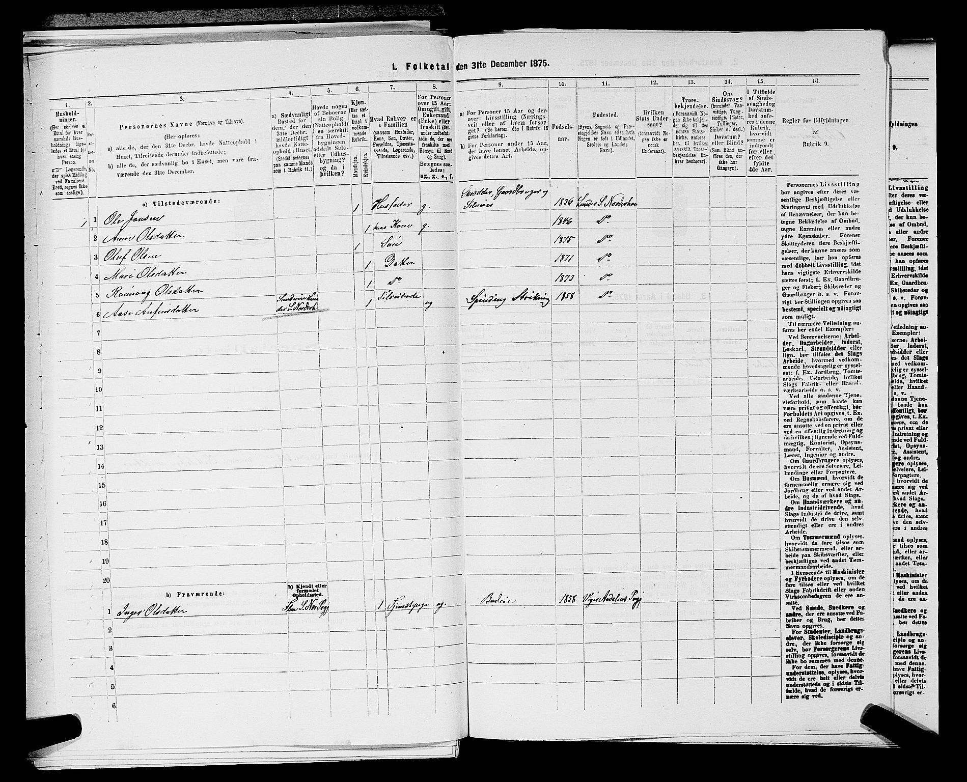 SAKO, 1875 census for 0613L Norderhov/Norderhov, Haug og Lunder, 1875, p. 2376