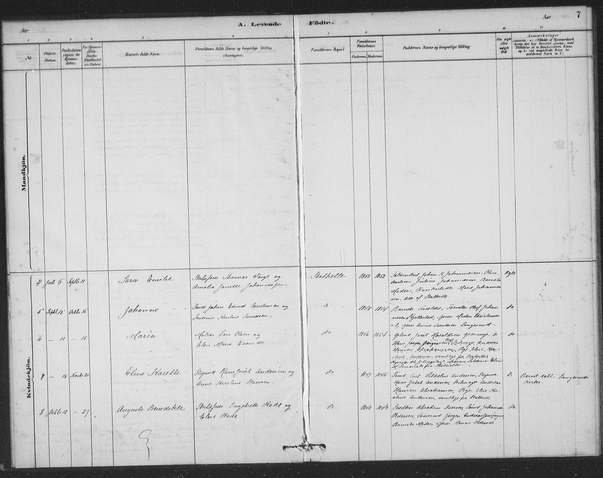 Bamble kirkebøker, AV/SAKO-A-253/F/Fb/L0001: Parish register (official) no. II 1, 1878-1899, p. 7