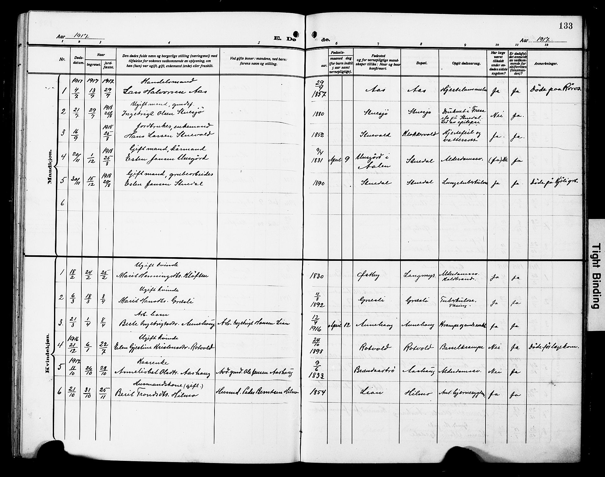 Ministerialprotokoller, klokkerbøker og fødselsregistre - Sør-Trøndelag, SAT/A-1456/698/L1168: Parish register (copy) no. 698C05, 1908-1930, p. 133