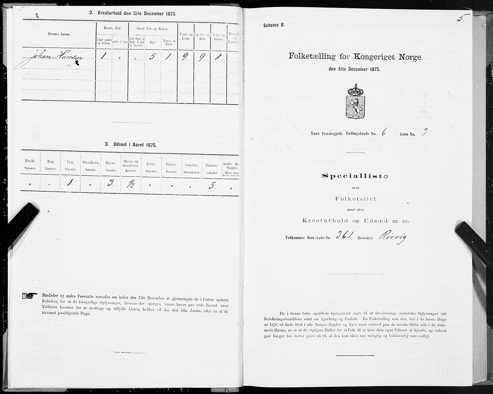 SAT, 1875 census for 1751P Nærøy, 1875, p. 3005