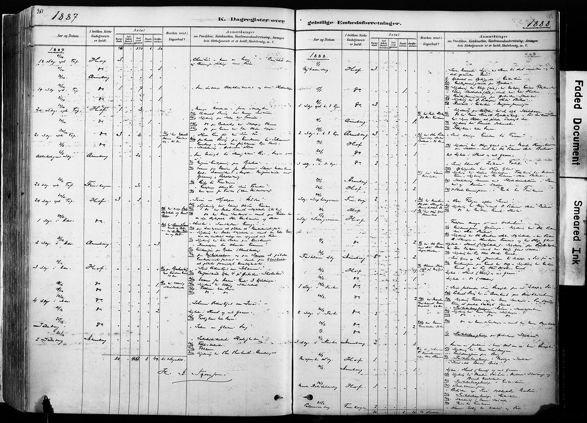 Hof prestekontor, SAH/PREST-038/H/Ha/Haa/L0010: Parish register (official) no. 10, 1878-1909, p. 351