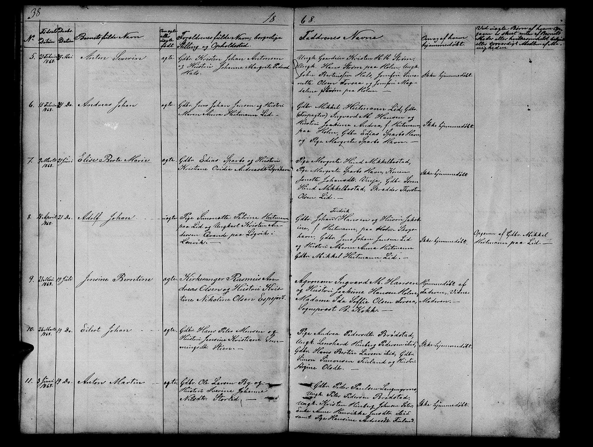 Tranøy sokneprestkontor, SATØ/S-1313/I/Ia/Iab/L0012klokker: Parish register (copy) no. 12, 1859-1874, p. 38