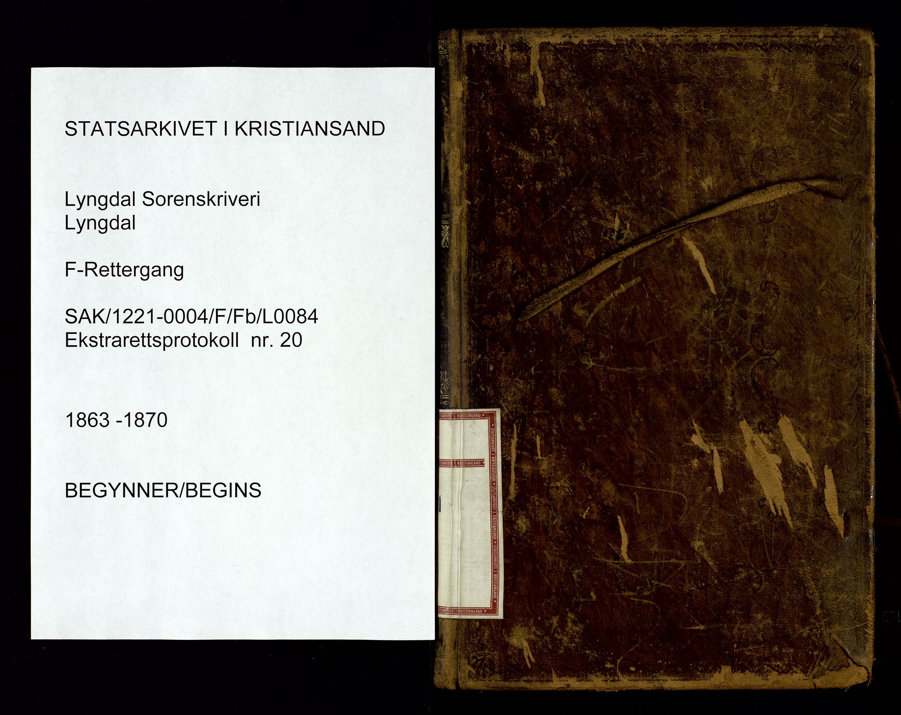 Lyngdal sorenskriveri, AV/SAK-1221-0004/F/Fb/L0084: Ekstrarettsprotokoll nr. 20, 1863-1870