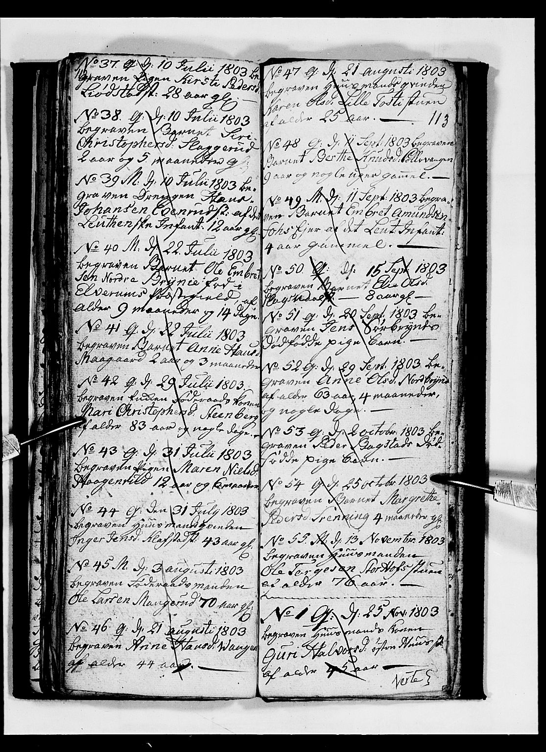 Romedal prestekontor, AV/SAH-PREST-004/L/L0003: Parish register (copy) no. 3, 1801-1806, p. 112-113