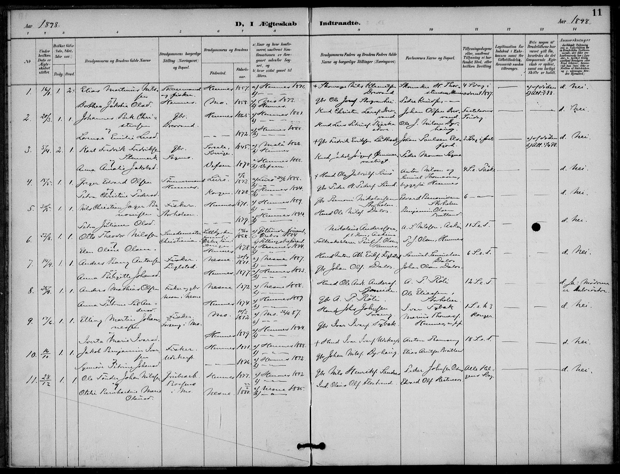Ministerialprotokoller, klokkerbøker og fødselsregistre - Nordland, SAT/A-1459/825/L0363: Parish register (official) no. 825A17, 1890-1909, p. 11