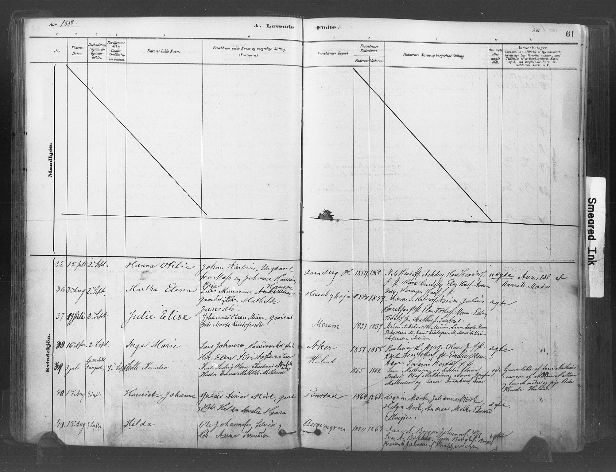 Råde prestekontor kirkebøker, AV/SAO-A-2009/F/Fa/L0007: Parish register (official) no. 7, 1878-1902, p. 61