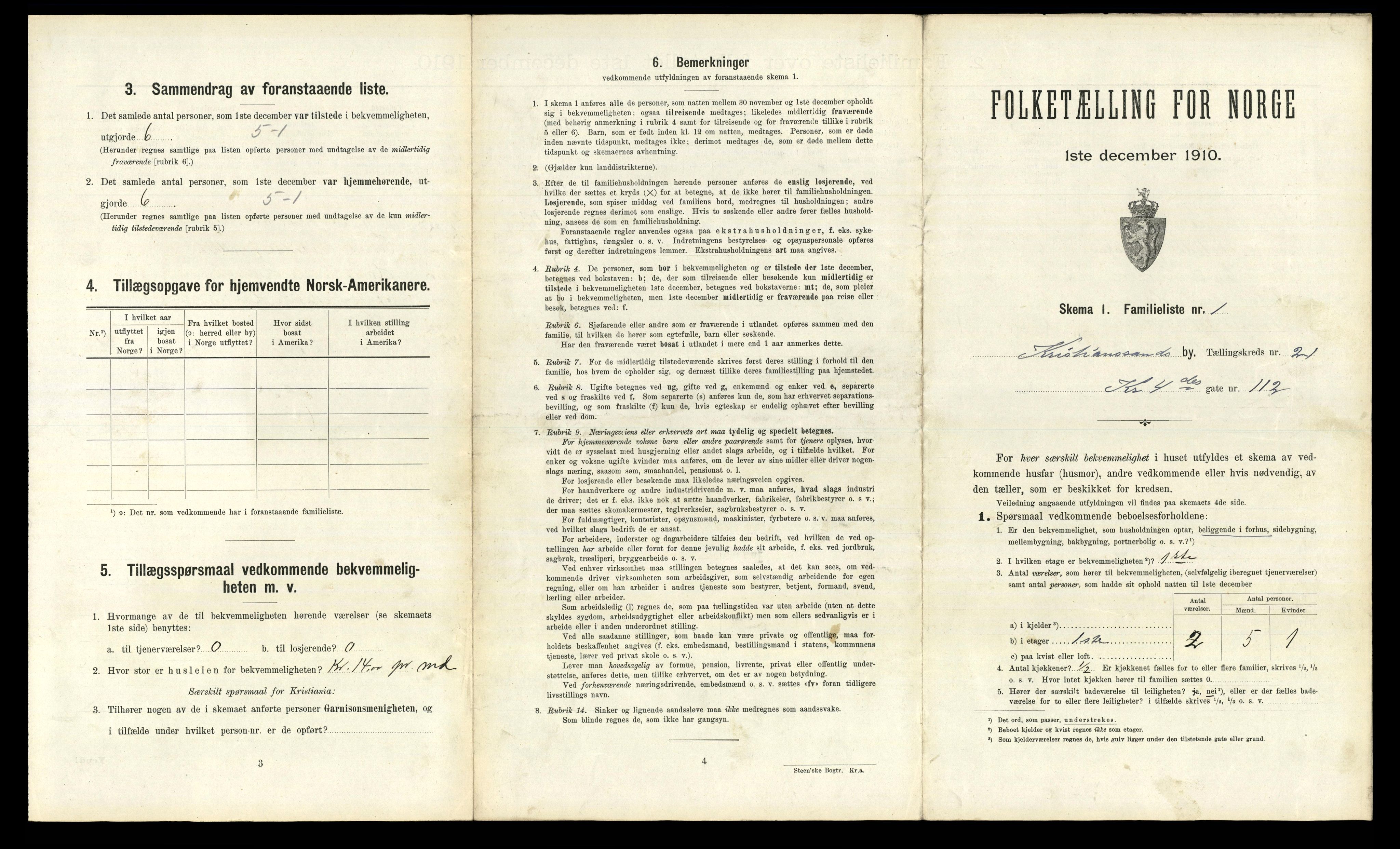 RA, 1910 census for Kristiansand, 1910, p. 5484