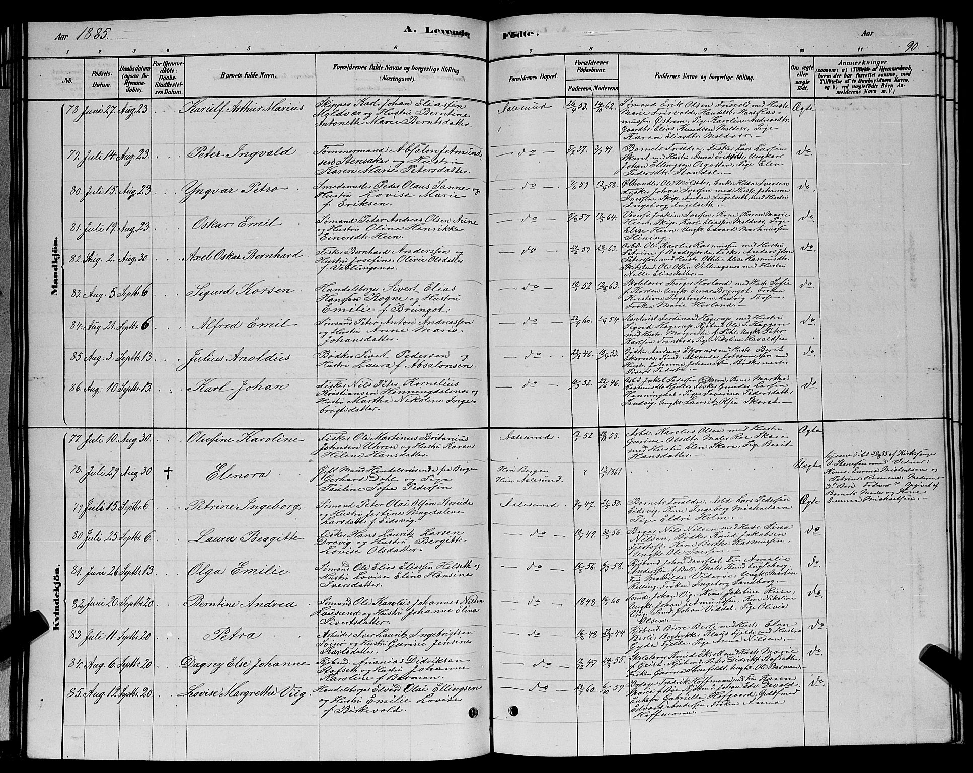 Ministerialprotokoller, klokkerbøker og fødselsregistre - Møre og Romsdal, AV/SAT-A-1454/529/L0466: Parish register (copy) no. 529C03, 1878-1888, p. 90