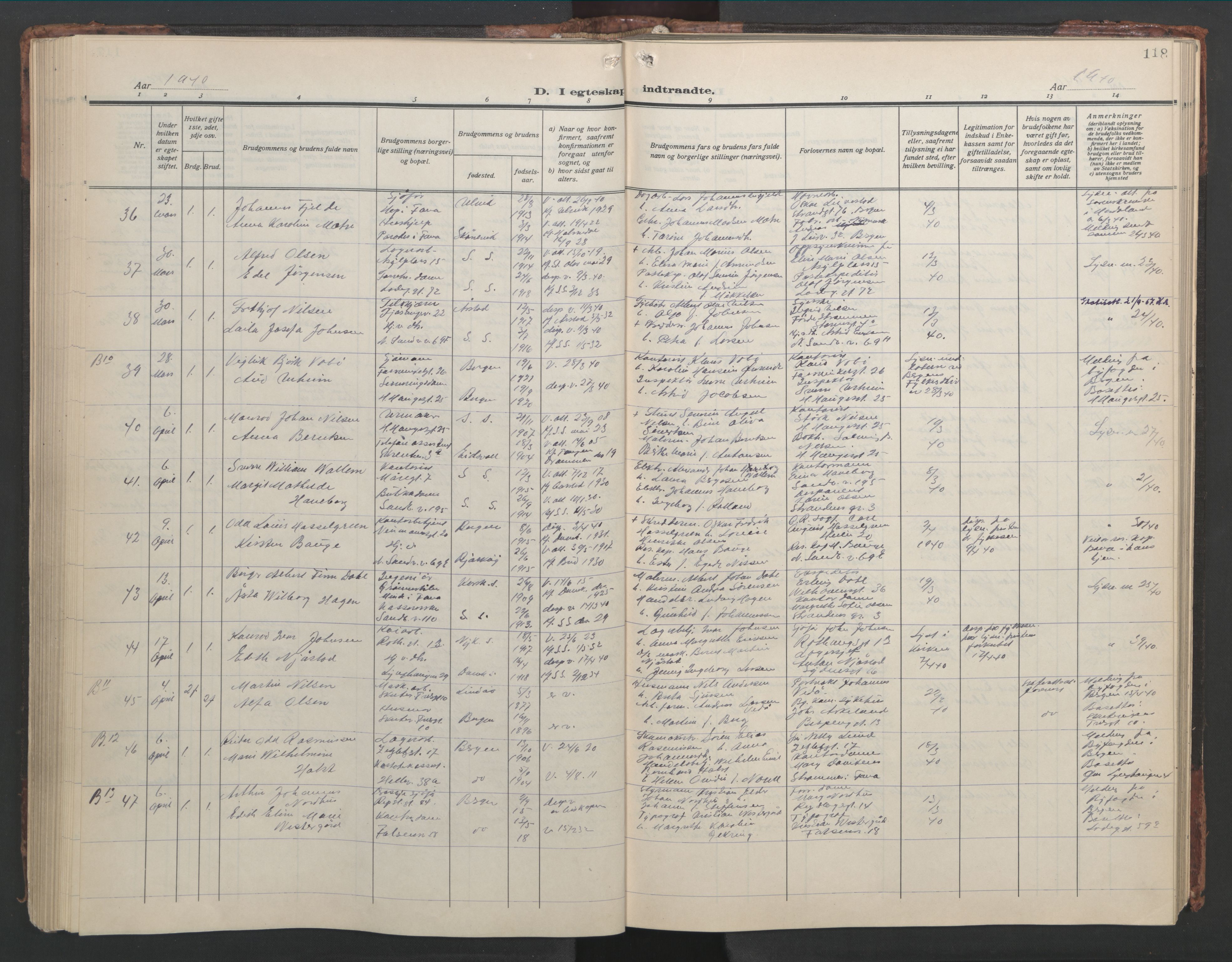 Sandviken Sokneprestembete, AV/SAB-A-77601/H/Hb/L0015: Parish register (copy) no. D 2, 1929-1953, p. 117b-118a