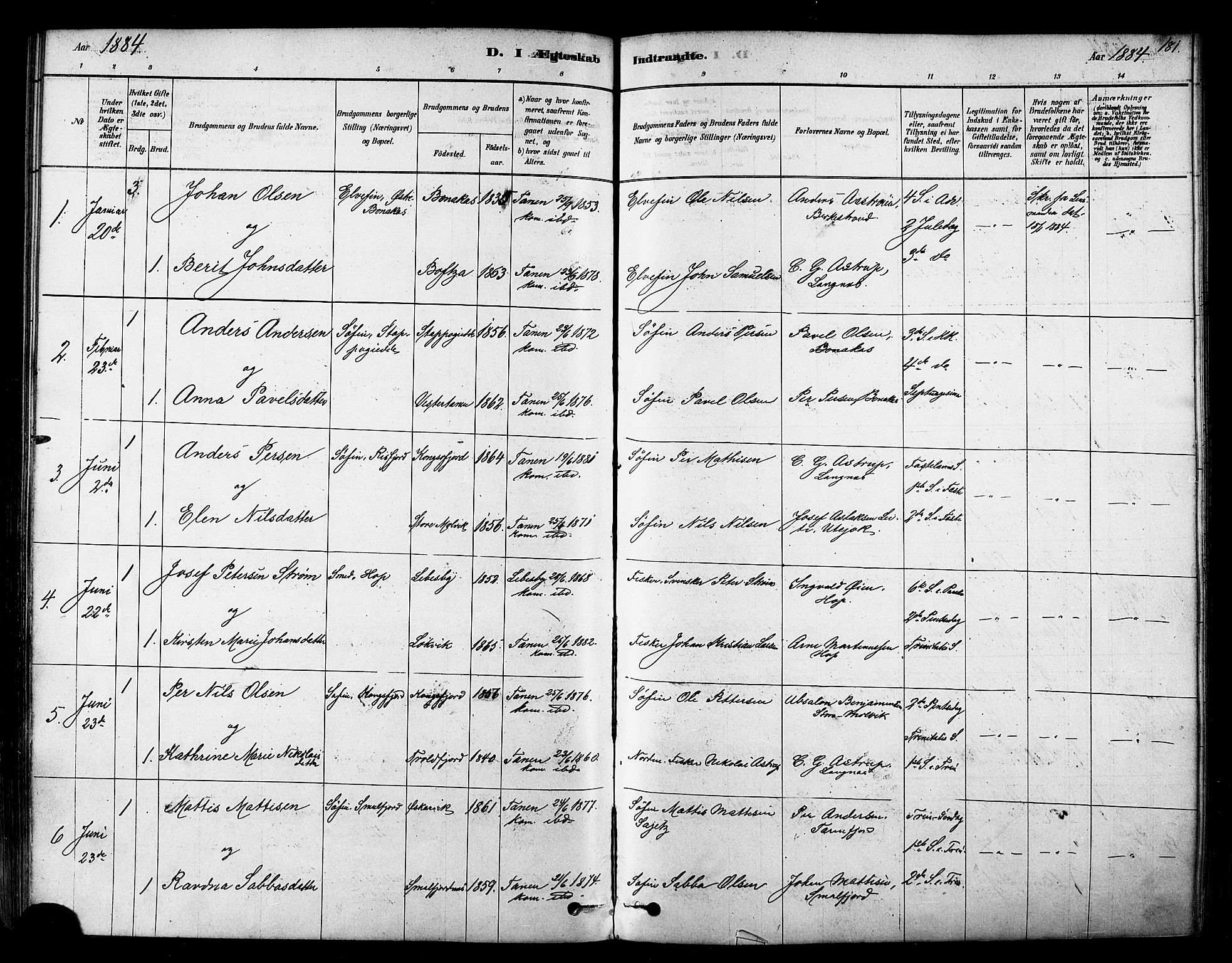 Tana sokneprestkontor, SATØ/S-1334/H/Ha/L0004kirke: Parish register (official) no. 4, 1878-1891, p. 181