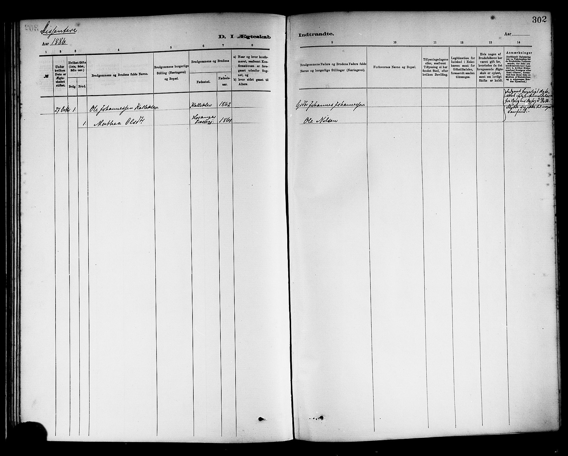 Haus sokneprestembete, SAB/A-75601/H/Haa: Parish register (official) no. A 19II, 1878-1886, p. 302
