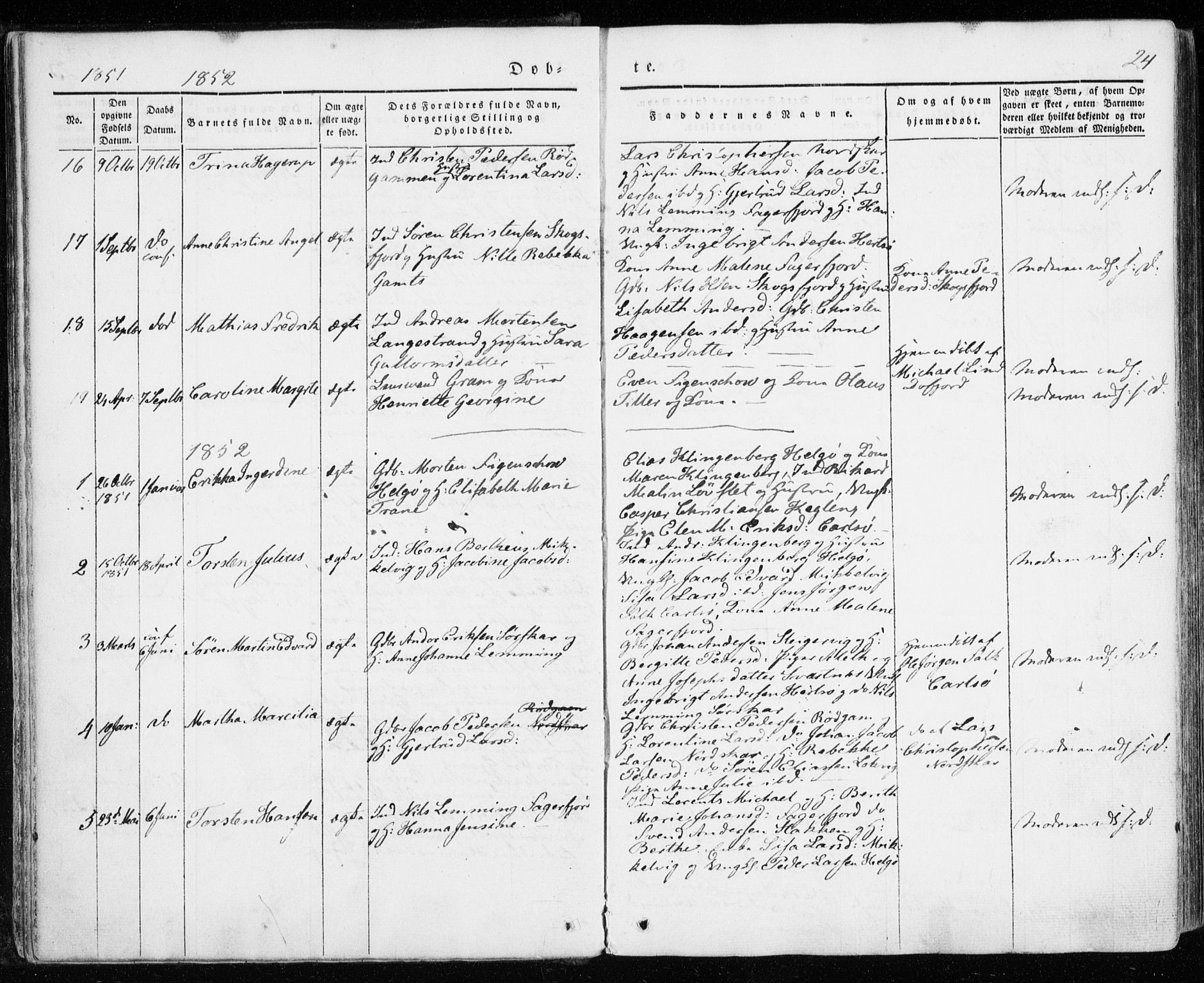 Karlsøy sokneprestembete, SATØ/S-1299/H/Ha/Haa/L0009kirke: Parish register (official) no. 9, 1838-1867, p. 24