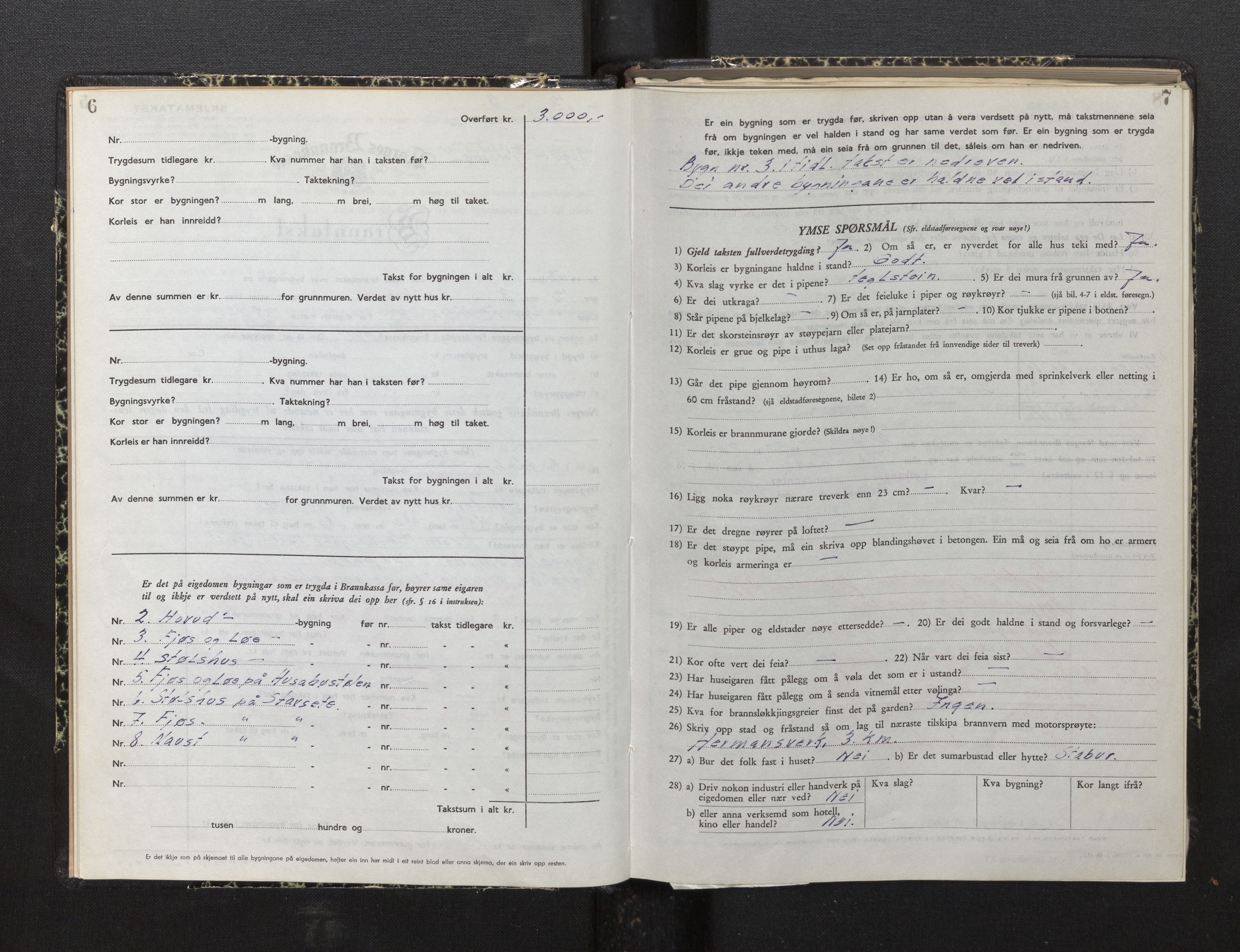 Lensmannen i Leikanger, AV/SAB-A-29201/0012/L0010: Branntakstprotokoll, skjematakst, 1952-1955, p. 6-7