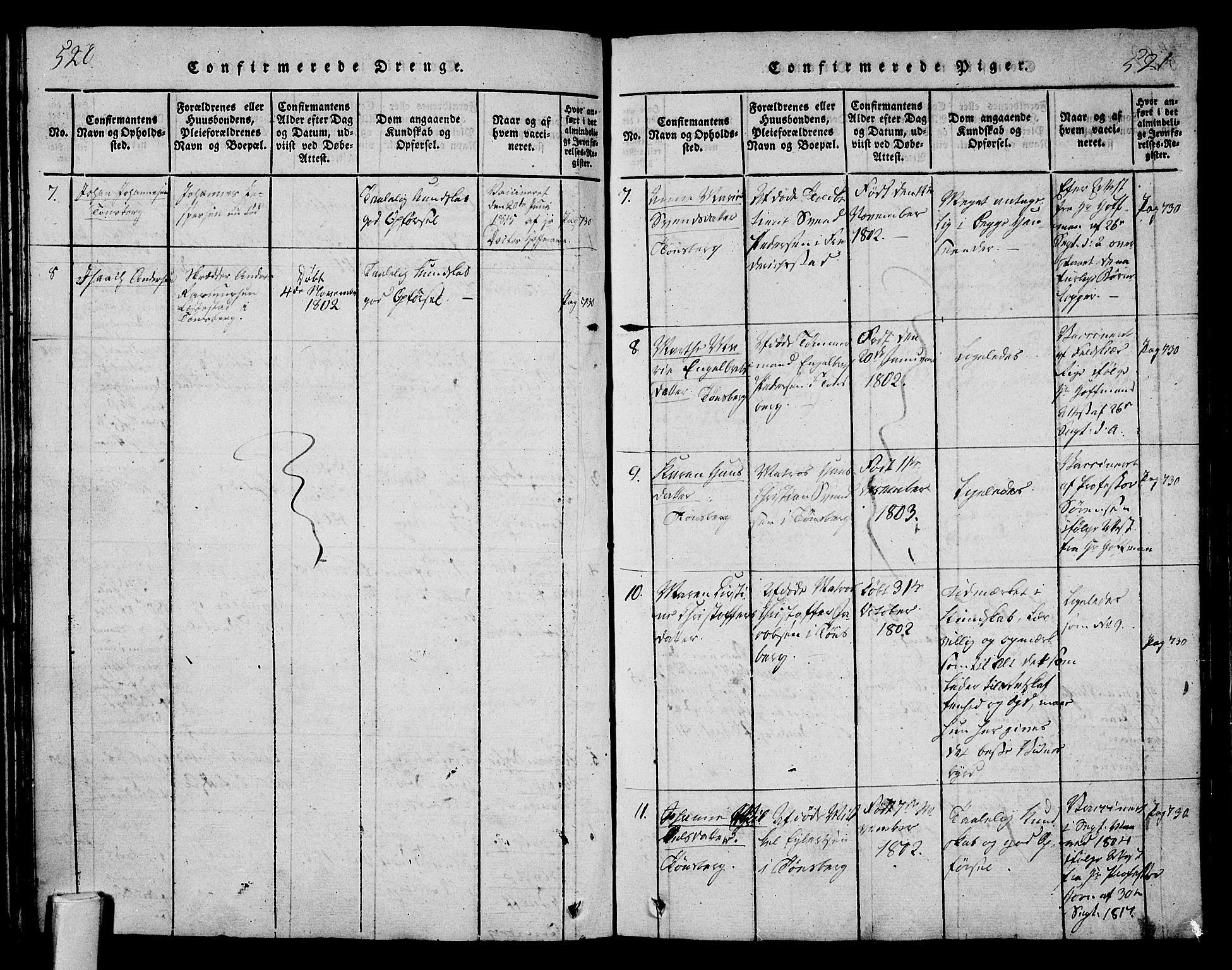 Tønsberg kirkebøker, AV/SAKO-A-330/F/Fa/L0004: Parish register (official) no. I 4, 1813-1826, p. 520-521