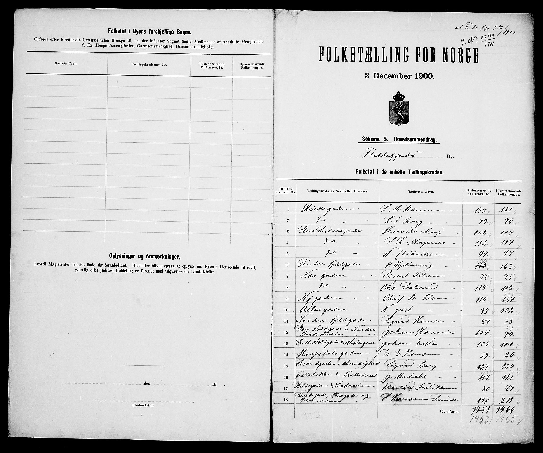 SAK, 1900 census for Flekkefjord, 1900, p. 2