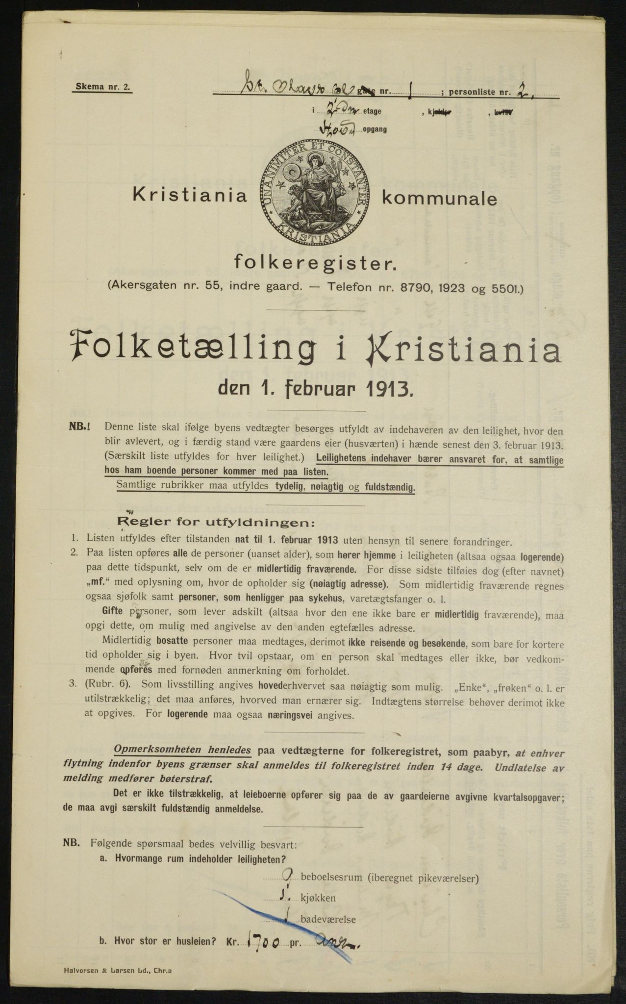 OBA, Municipal Census 1913 for Kristiania, 1913, p. 88369