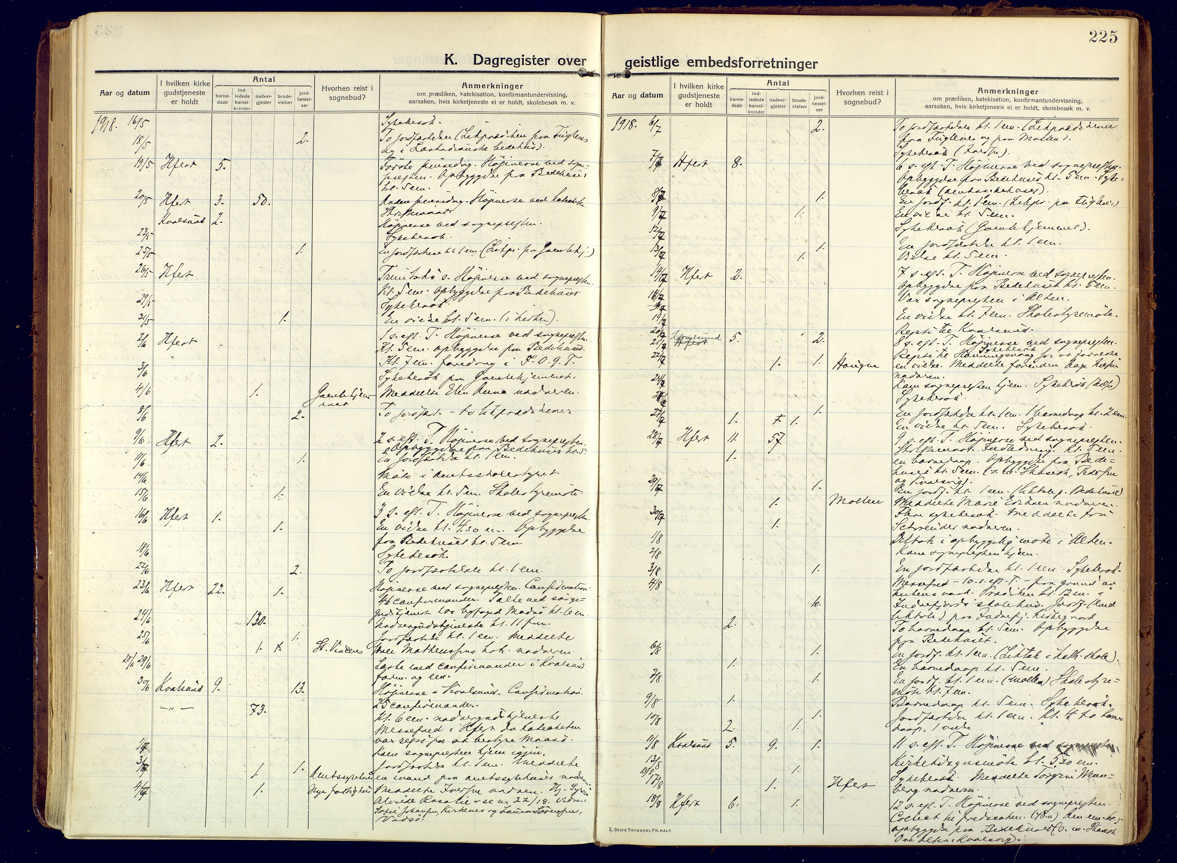 Hammerfest sokneprestkontor, AV/SATØ-S-1347/H/Ha/L0015.kirke: Parish register (official) no. 15, 1916-1923, p. 225