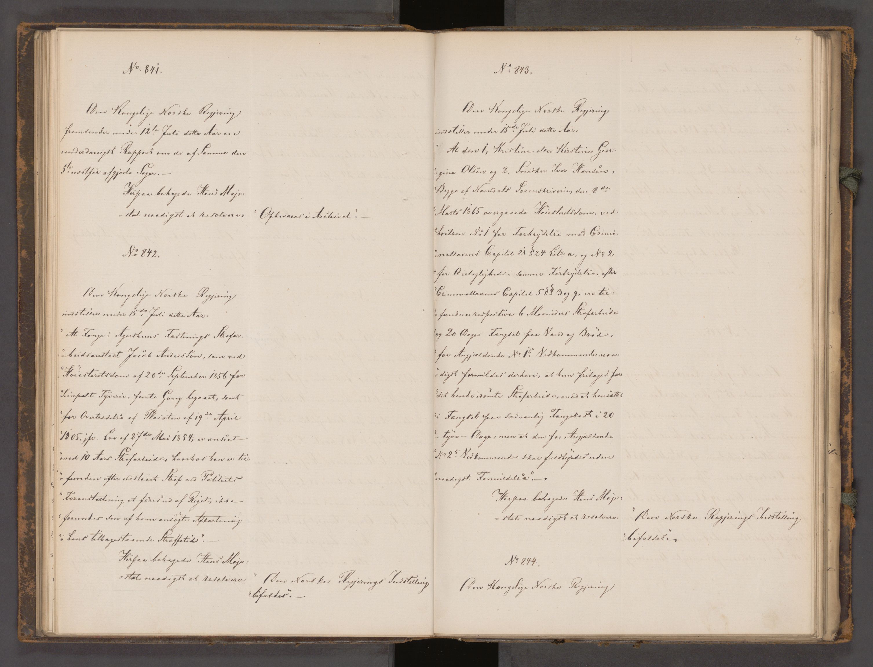 Statsrådssekretariatet, AV/RA-S-1001/A/Ab/L0104: Kgl. res. nr. 724-1001b, 2. halvår, 1865