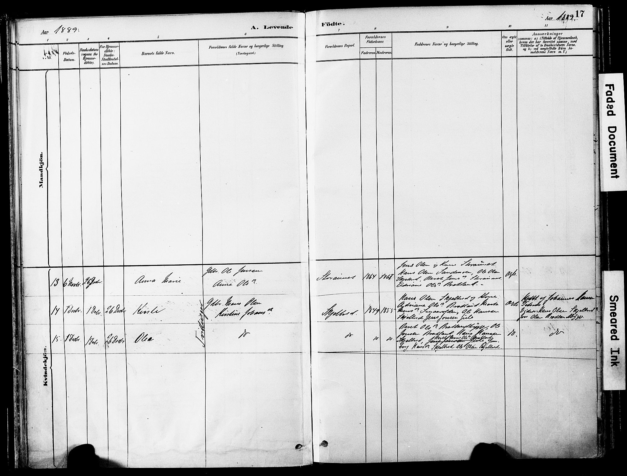 Ministerialprotokoller, klokkerbøker og fødselsregistre - Nord-Trøndelag, AV/SAT-A-1458/755/L0494: Parish register (official) no. 755A03, 1882-1902, p. 17