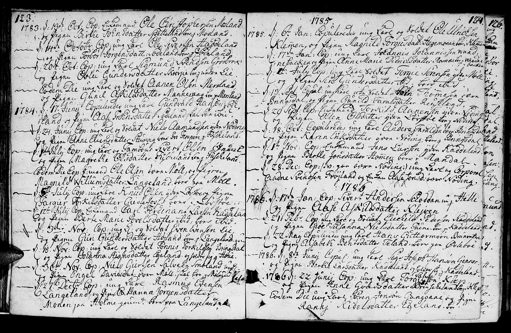 Holum sokneprestkontor, SAK/1111-0022/F/Fa/Faa/L0003: Parish register (official) no. A 3, 1780-1821, p. 123-124