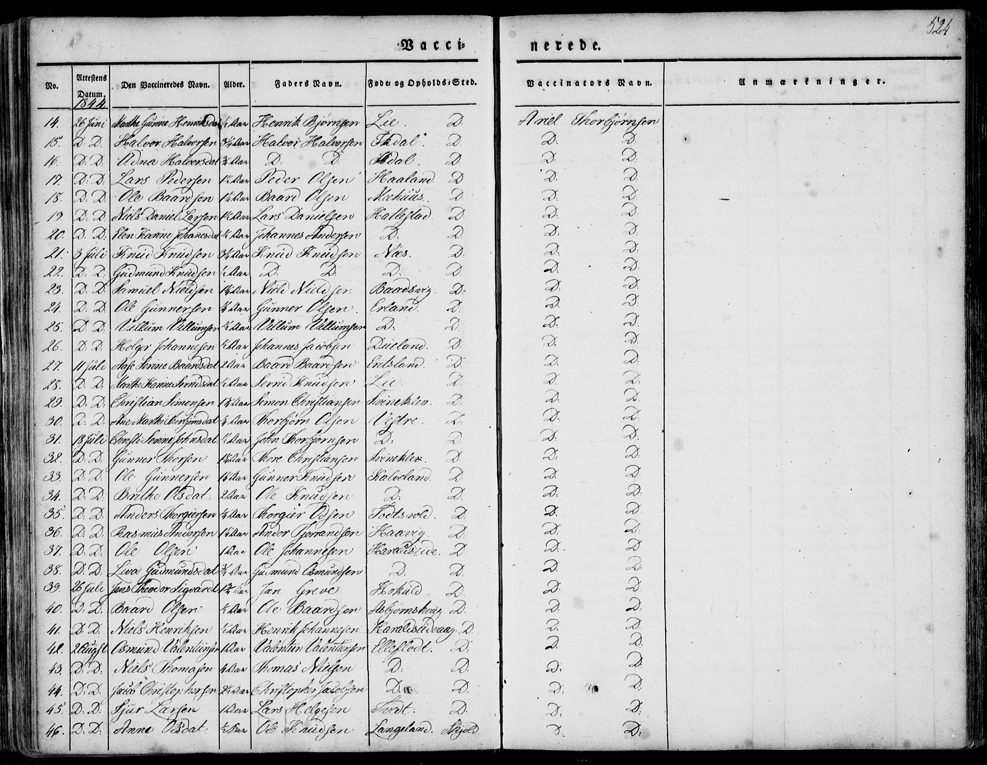 Skjold sokneprestkontor, AV/SAST-A-101847/H/Ha/Haa/L0006: Parish register (official) no. A 6.2, 1835-1858, p. 524