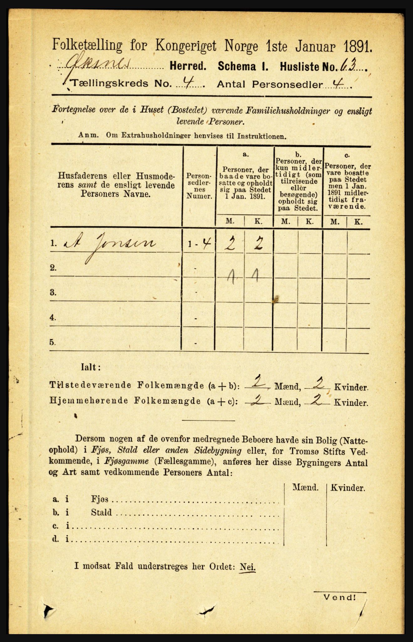 RA, 1891 census for 1868 Øksnes, 1891, p. 1692